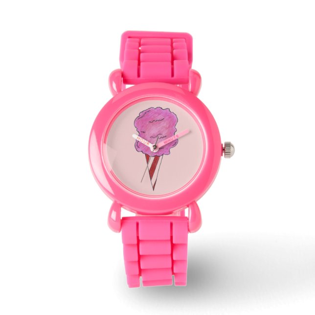 Pink Spun Zucker Cotton Candy Carnival Watch Armbanduhr (Vorderseite)
