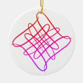 Pink Square Doodle Mandala #11 Keramik Ornament