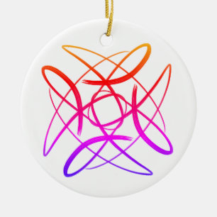 Pink Square Scroll Doodle Mandala #16 Keramik Ornament