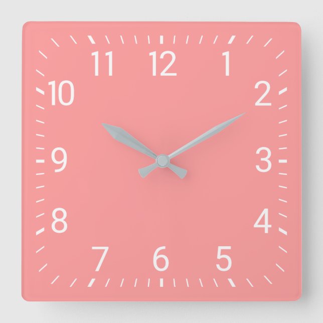 Pink Square Wall Clock Quadratische Wanduhr (Vorderseite)