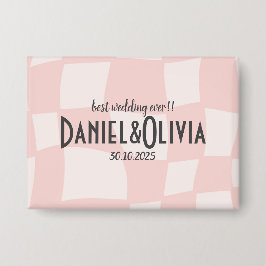 Pink Square Wedding Button
