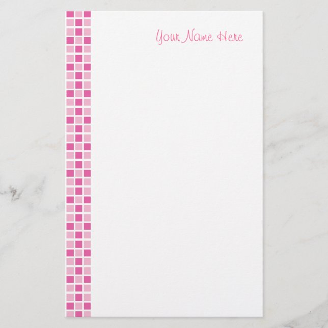 Pink Squares Muster Briefpapier (Vorderseite)