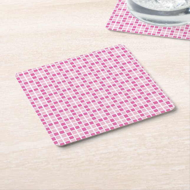 Pink Squares Muster Rechteckiger Pappuntersetzer (angewinkelt)