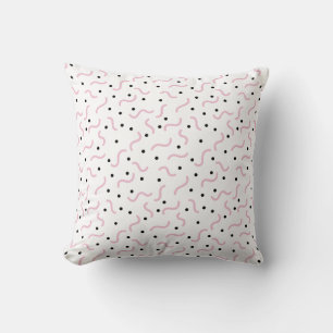 Pink Squiggles und Black Dots Memphis Muster Kissen