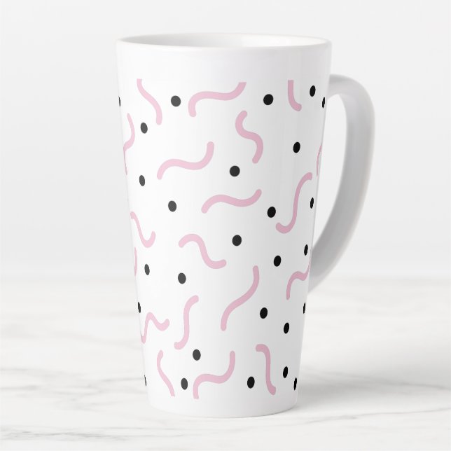 Pink Squiggles und Black Dots Memphis Muster Milchtasse (Rechte Ecke)