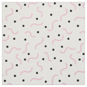 Pink Squiggles und Black Dots Memphis Muster Stoff