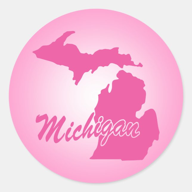 Pink Staat Michigan Runder Aufkleber (Vorderseite)