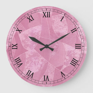 Pink Stain Glass Round Roman Numerals Clock Große Wanduhr