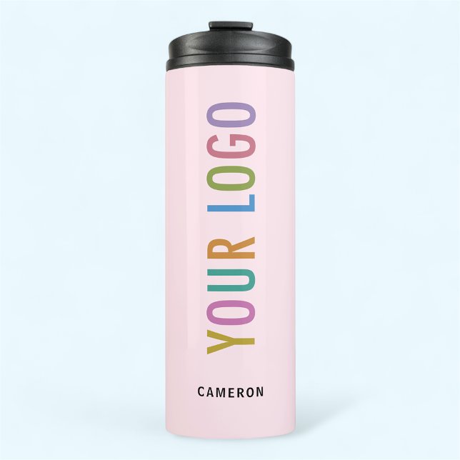 Pink Stainless Steel Tumbler Custom Logo 12 fl oz Thermosbecher (MISOOK Light Pink Thermal Tumbler with Logo and Name)