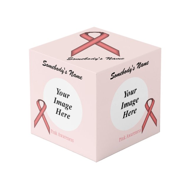 Pink Standard Ribbon Template by Kenneth Yoncich Würfel (Vorderseite Schrägansicht)