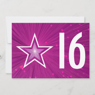 Pink Star "16" - Einladung zum Geburtstag