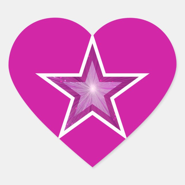 Pink-Star-Aufkleber Herz-Aufkleber (Vorderseite)