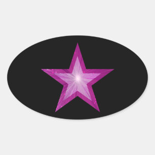 Pink Star Aufkleber oval schwarz