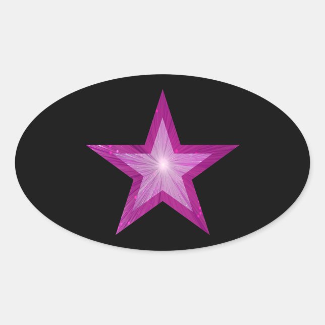 Pink Star Aufkleber oval schwarz (Vorderseite)