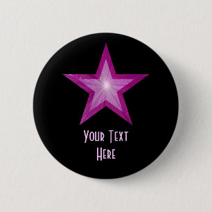 Pink Star "Dein Text"-Taste schwarz Button