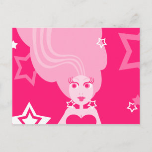 Pink Star Girl Postcard Postkarte