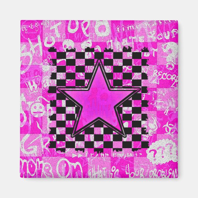 Pink Star Graffiti Magnet (Vorne)