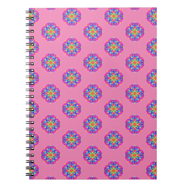 Pink Star Mandala Muster Boho Notebook Notizblock (Vorderseite)