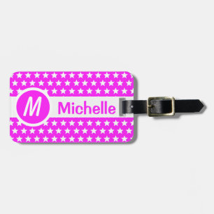 Pink Star Mit Monogramm Gepäckanhänger