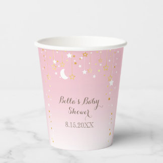 Pink Star Moon Babydusche Pappbecher