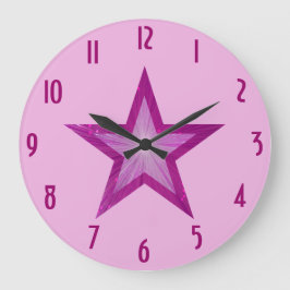 Pink Star "number" Uhr rund pink