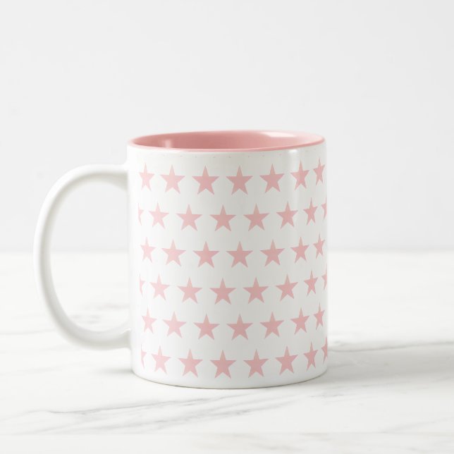 Pink Star Pattern Zweifarbige Tasse (Links)