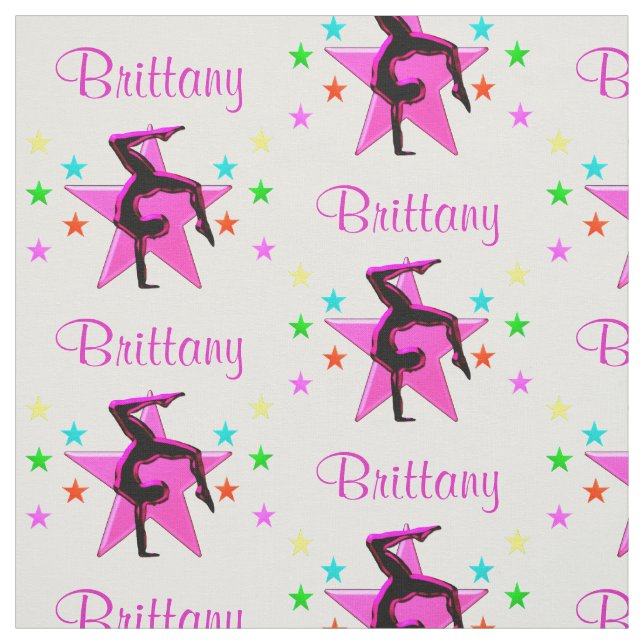 PINK STAR PERSONALISIERT GYMNASTICS FABRIK STOFF (Muster)