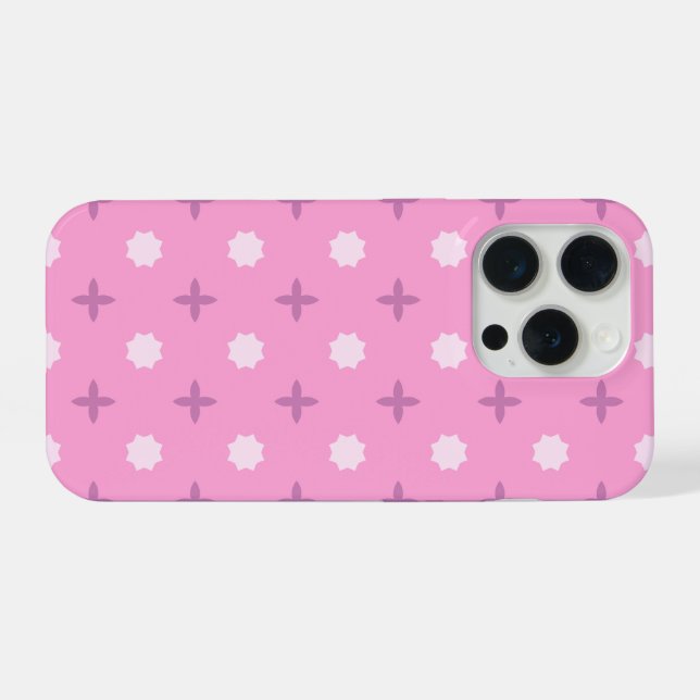 Pink Star Petal Dot Pattern iPhone Hülle (Rückseite (Horizontal))