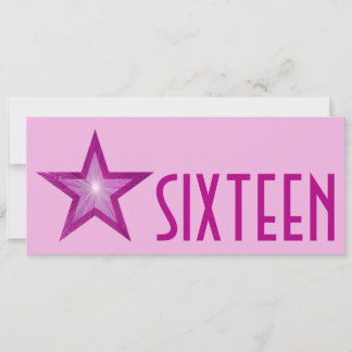 Pink Star "SIXTEEN" pink lang Einladung