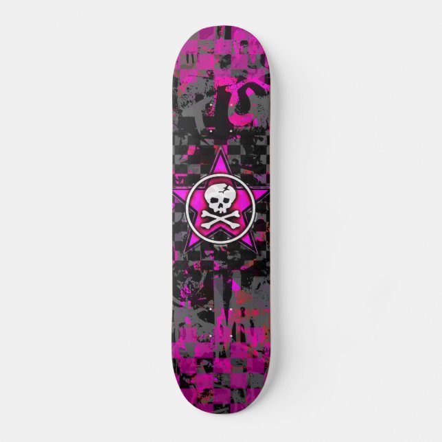 Pink Star Skull Skateboard (Vorderseite)