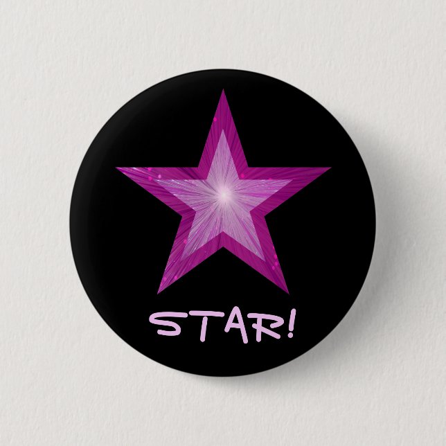 Pink Star 'STAR' Taste schwarz! Button (Vorderseite)