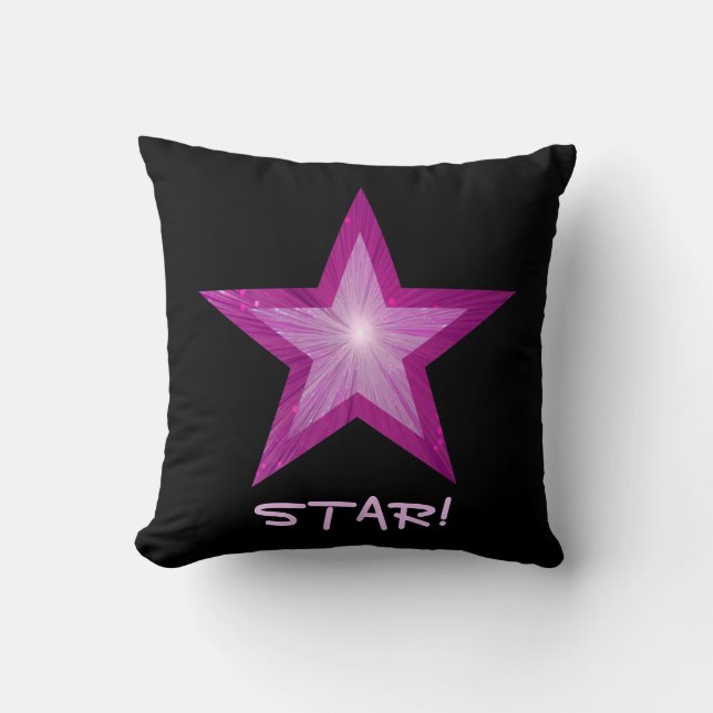 Pink Star 'STAR' werfen Kissen quadratisch schwarz (Vorderseite)
