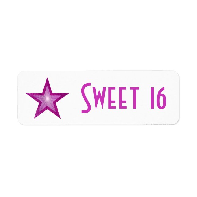 Pink Star "Sweet 16"-Etikett klein weiß (Vorne)