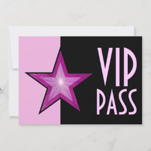 Pink Star "VIP PASS" hellrosa schwarz Einladung