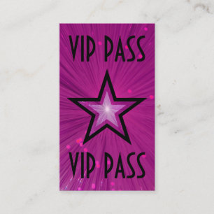 Pink Star "VIP PASS" Visitenkarte schwarz