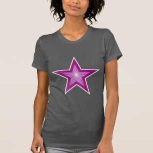 Pink Star White Frauengrau T - Shirt