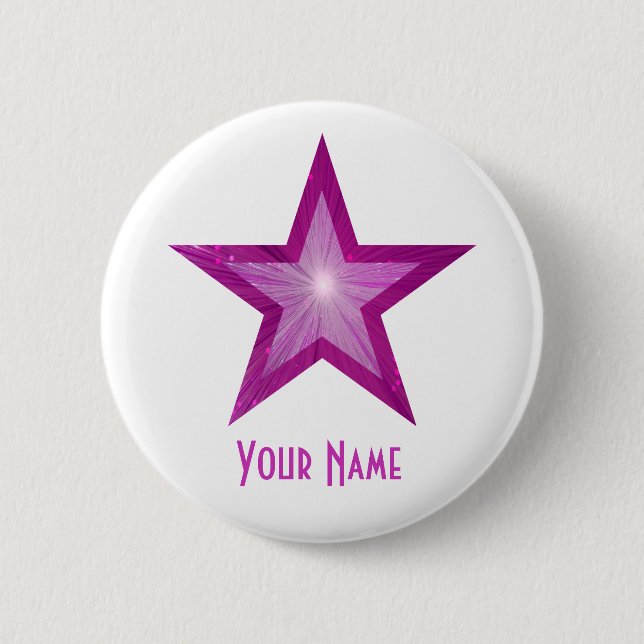 Pink Star "Your Name" Schaltfläche weiß Button (Vorderseite)