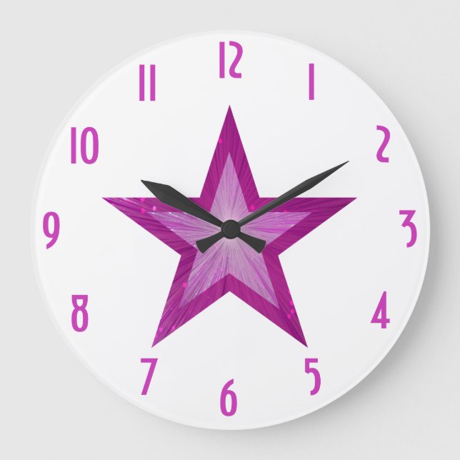 Pink Star "Zahlen" Uhr rund weiß (Vorderseite)