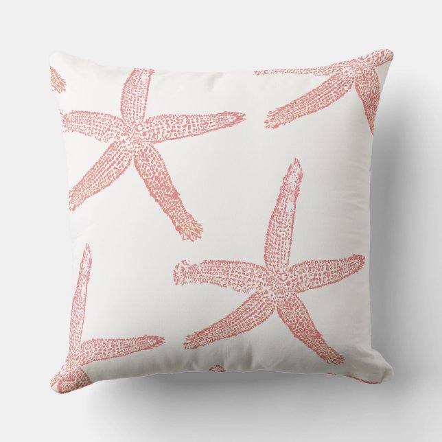 Pink Starfish Muster Coral White Beach Dekoration  Kissen (Rückseite)