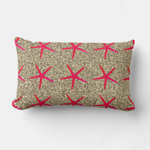 Pink Starfish Patterns Gold Goldener Glitzer Niedl Lendenkissen