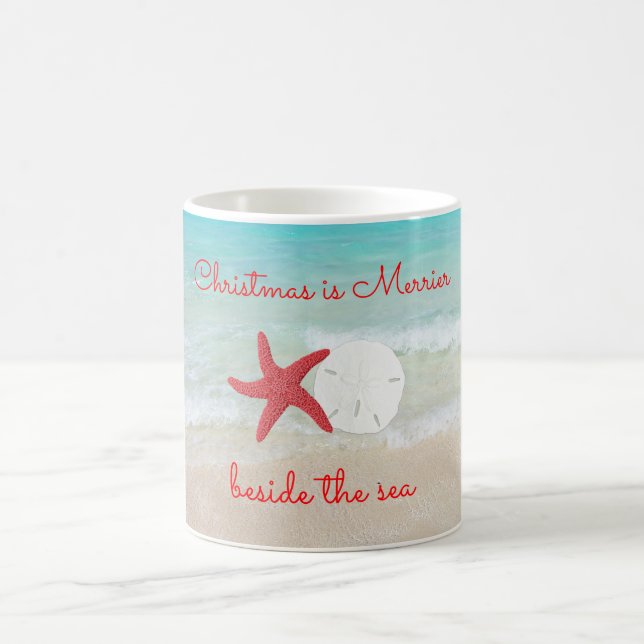 Pink Starfish Weihnachts Beach Sprichwort Kaffeetasse (Mittel)