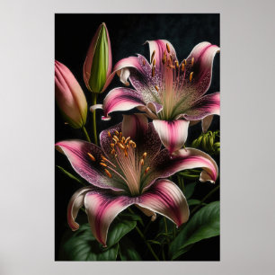 Pink Stargazer Lilies Blume Art Print Poster
