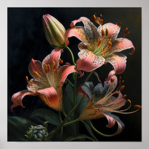 Pink Stargazer Lilies Blume Art Print Poster