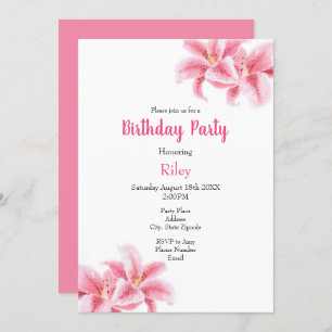 Pink Stargazer Lilies Einladung