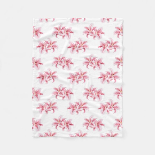 Pink Stargazer Lilies Pattern Fleecedecke (Vorderseite)