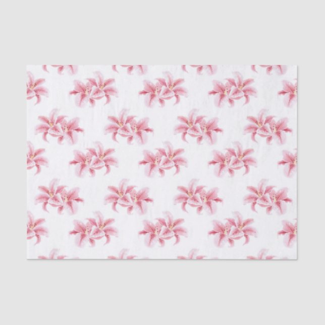 Pink Stargazer Lilies Pattern Seidenpapier (Vorderseite)