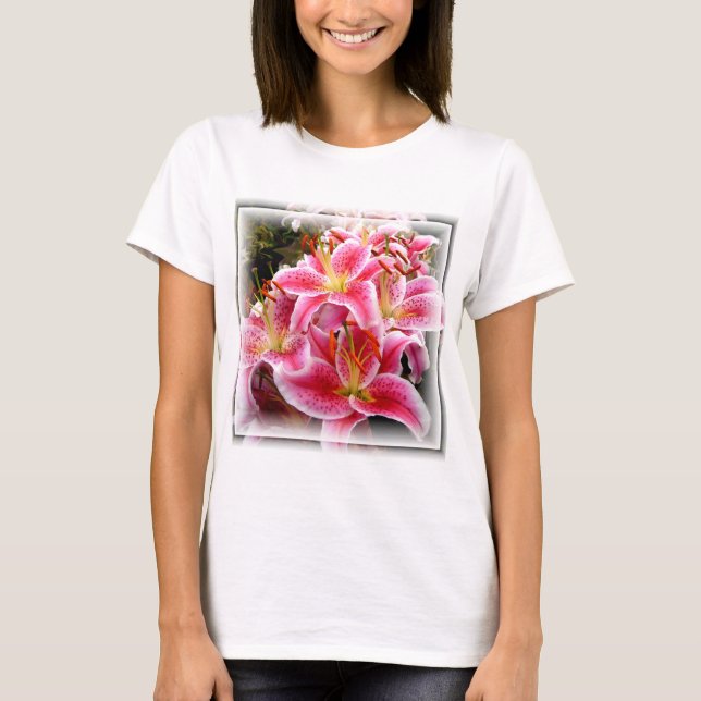 Pink Stargazer Lilies T-Shirt (Vorderseite)
