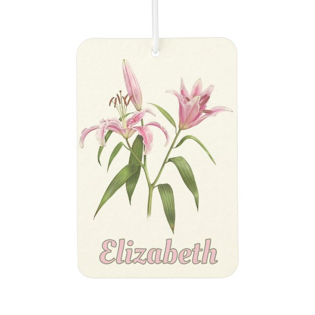 Pink Stargazer Lily Botanische Kunst Personalisier Autolufterfrischer (Vorderseite)