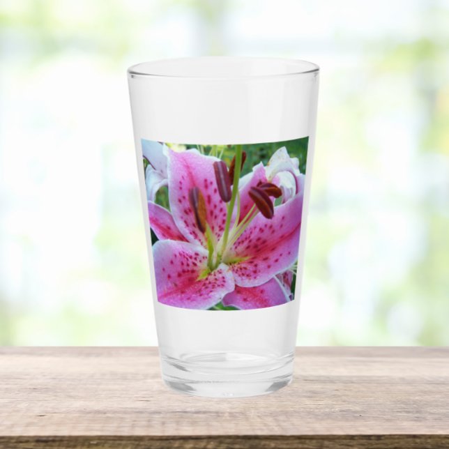 Pink Stargazer Lily Floral Glas (In Situ)