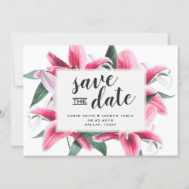 Pink Stargazer Lily Floral Save the Date Karte